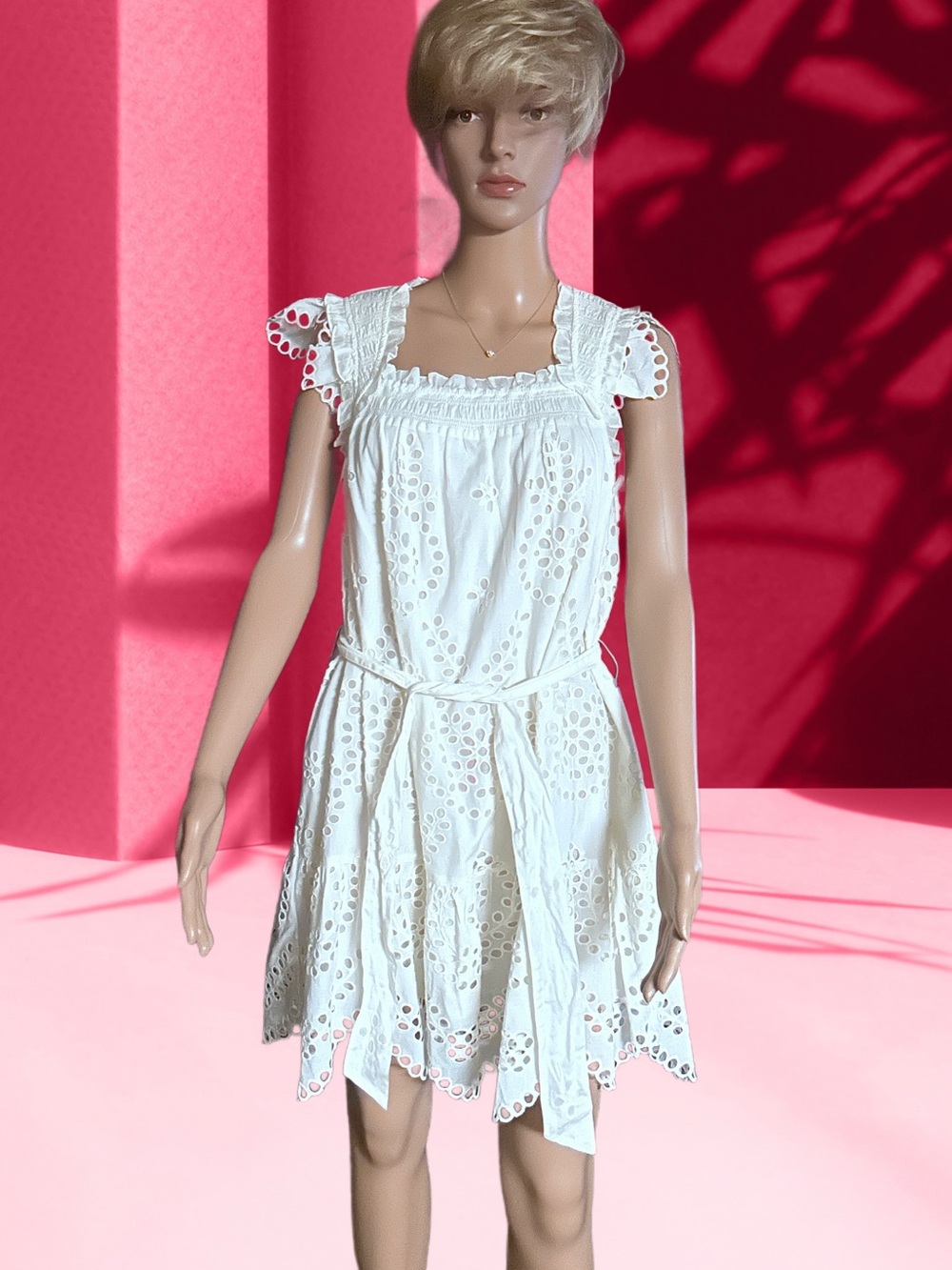 Cleobella (Mireya) ~ Medium ~ Ivory White ~ Eyelet Cotton Mini Dress ~ New